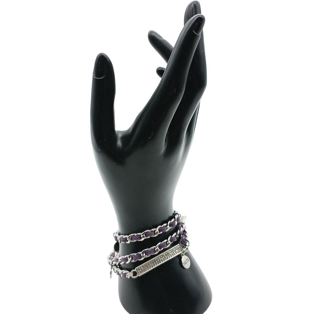 Premier Designs Silver & Purple Braided Chain Wrap Bracelet with Love & Faith